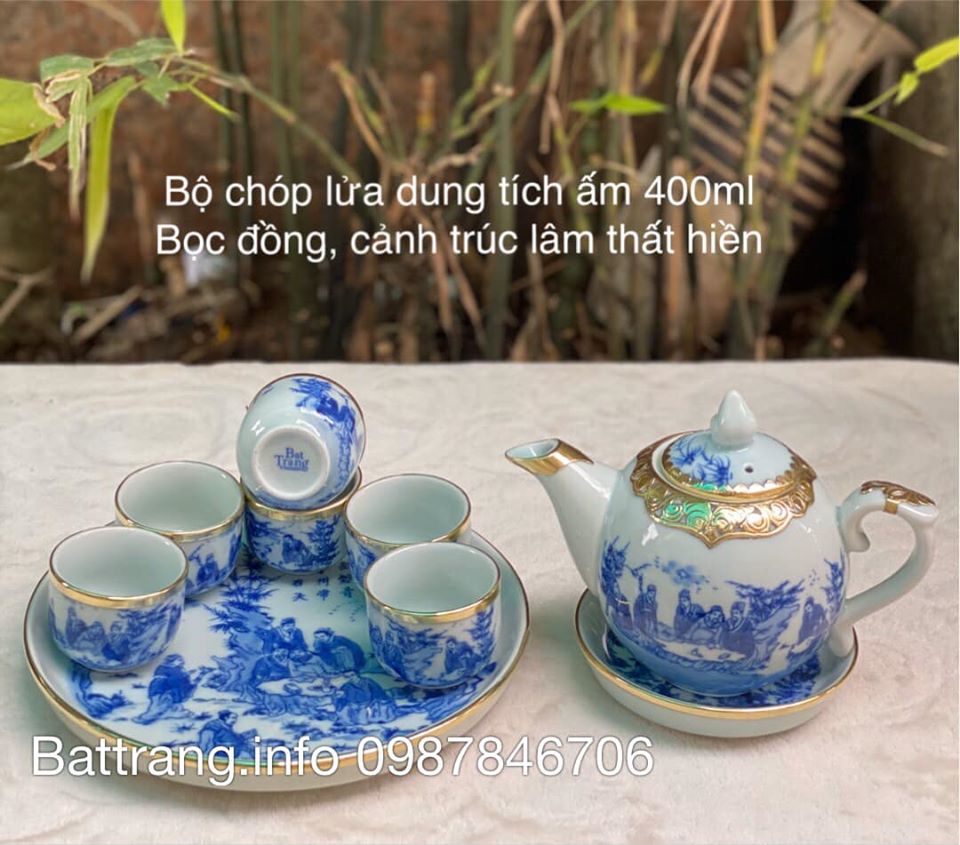 Ấm Pha Trà Chóp Lửa Bọc Đồng Cảnh Trúc Lâm Thất Hiền 400ml Giá 600.000vnđ